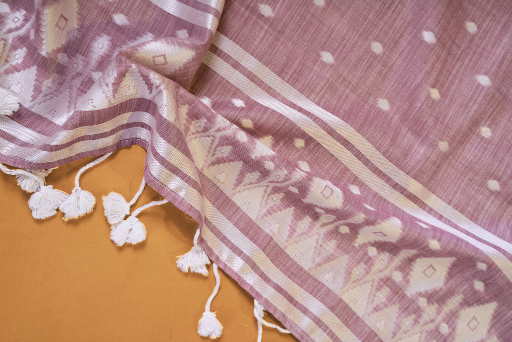 Aarohi Pure Linen Saree –Chikankari  Border & Pallu (Lavender)