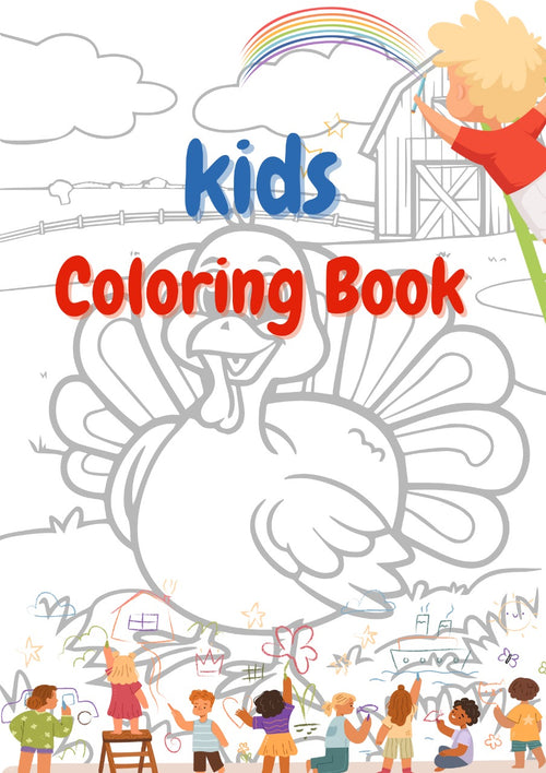 "46-Page Kids Coloring Book | Printable Coloring Pages for Ages 3–8 | Fun Animals, Shapes & Creative Designs"